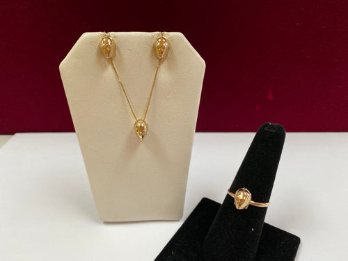 10K Yellow Gold C-3P0 Star Wars Set, Necklace, Earring, Ring