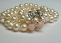 18K White Gold Heart Earrings: Pink Jadeite & Diamond Drops