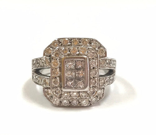 14K Solid White Gold Diamond Ring!!! Size 7.5