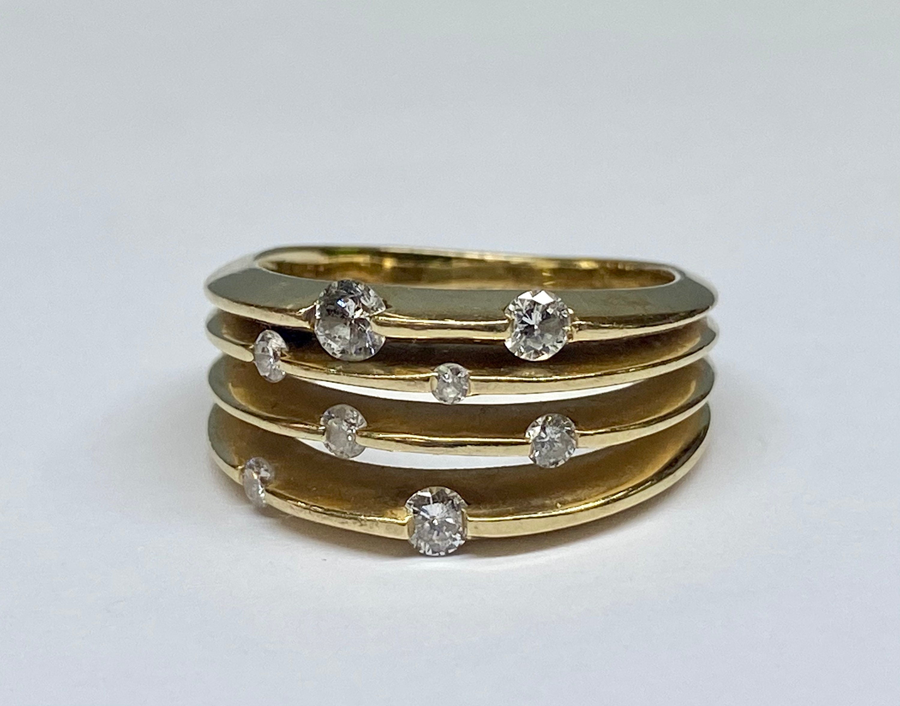 14k Yellow Gold Diamond Ring - Size 7