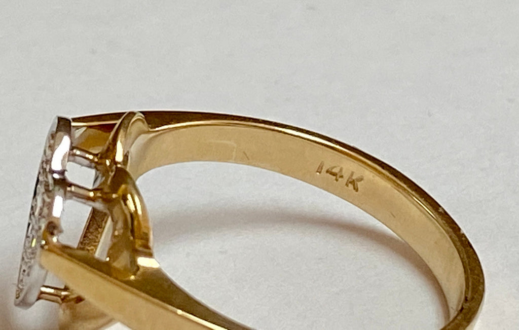 14K Yellow Solid Gold  Heart Diamond Ring!!!!
