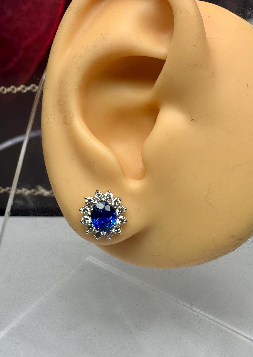 18K White Gold Sapphire & Diamond Stud Earrings: Royal Blue Elegance