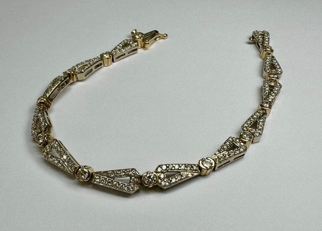14K Gold Diamond Bow Bracelet - 2.5 ct, 7.5"
