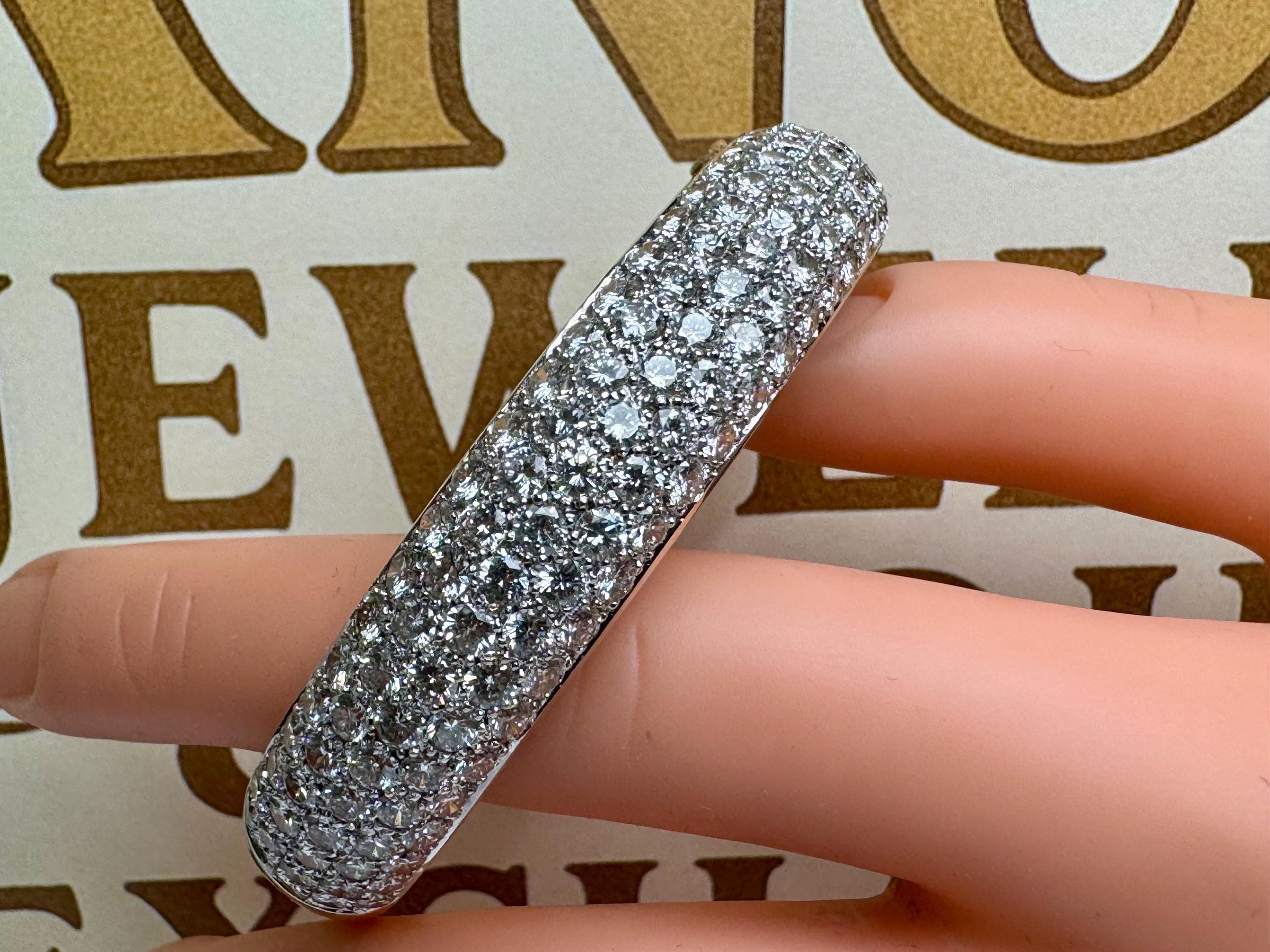 14K Yellow Gold 11.25CTW Diamond Bangle Bracelet: 5-Row Prong Set, F-G Color, VS Clarity