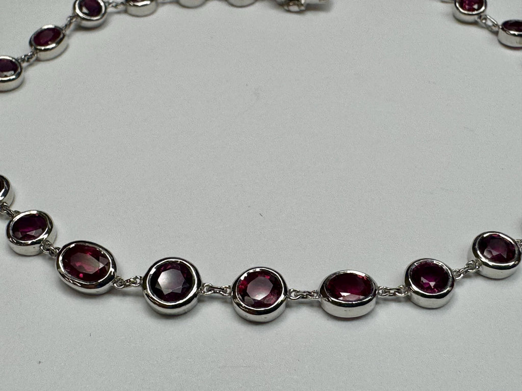 18K White Gold Ruby Bracelet: Multi-Shape Gemstones, Fine Jewelry