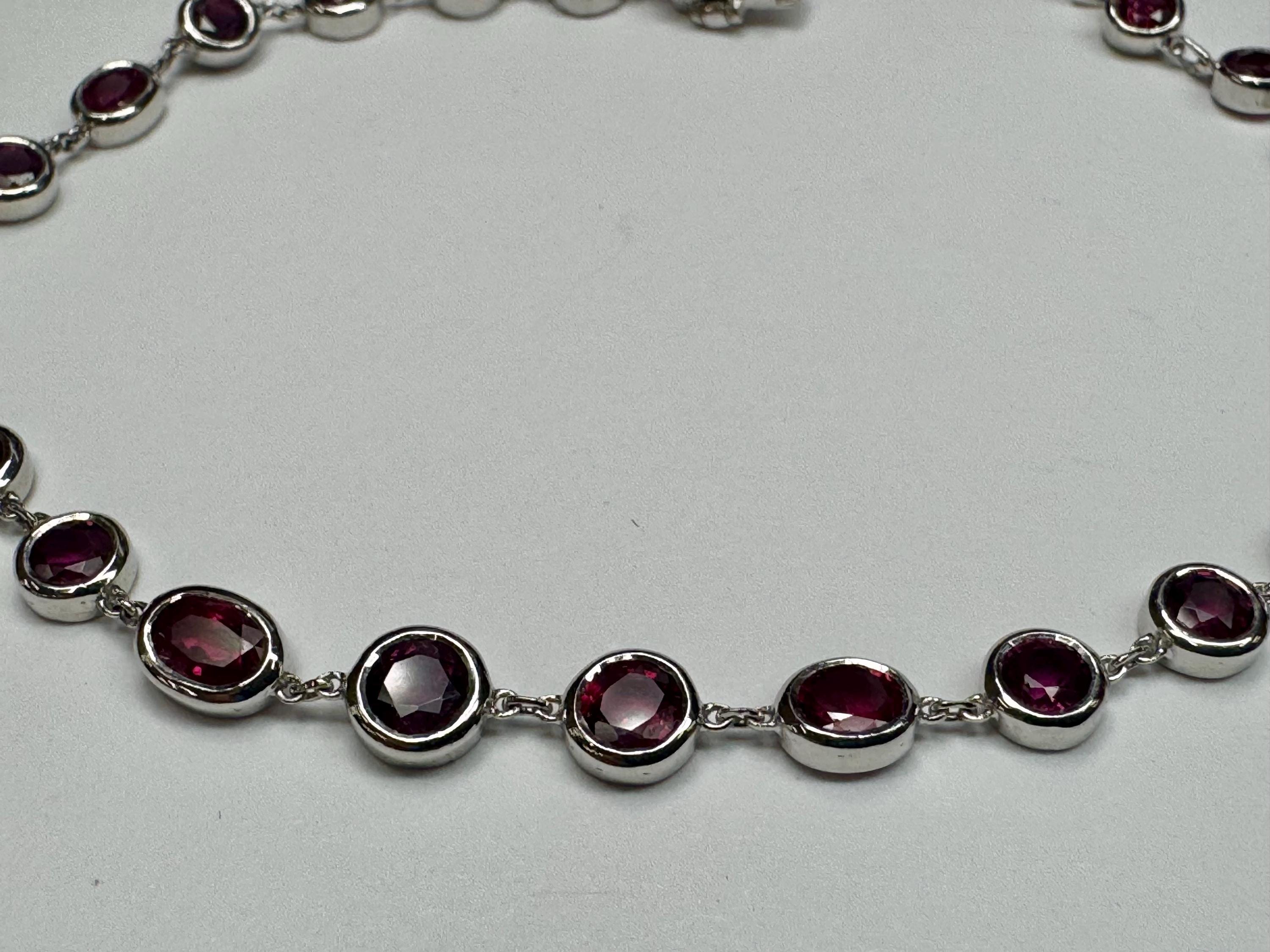 18K White Gold Ruby Bracelet: Multi-Shape Gemstones, Fine Jewelry
