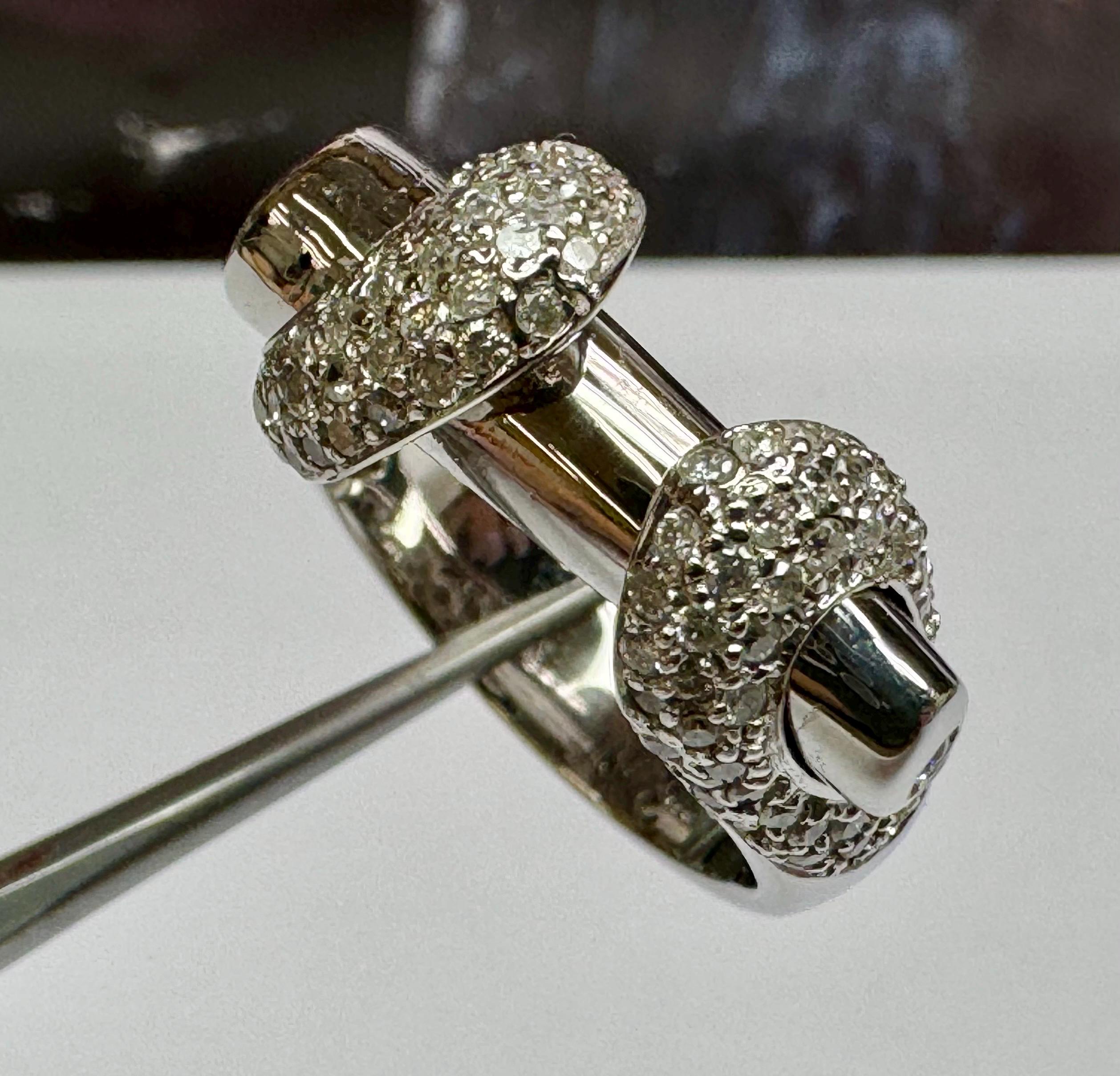 14K White Gold Pave Diamond Ring - Size 6 1/4