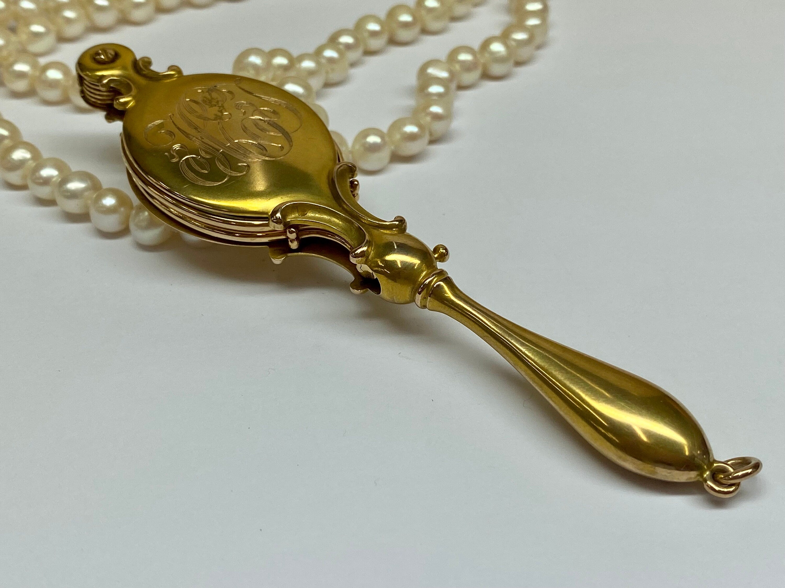 14K Solid Yellow Gold Art  Nouveau 31.7 gm Lorgnette Opera Eye Glasses!!