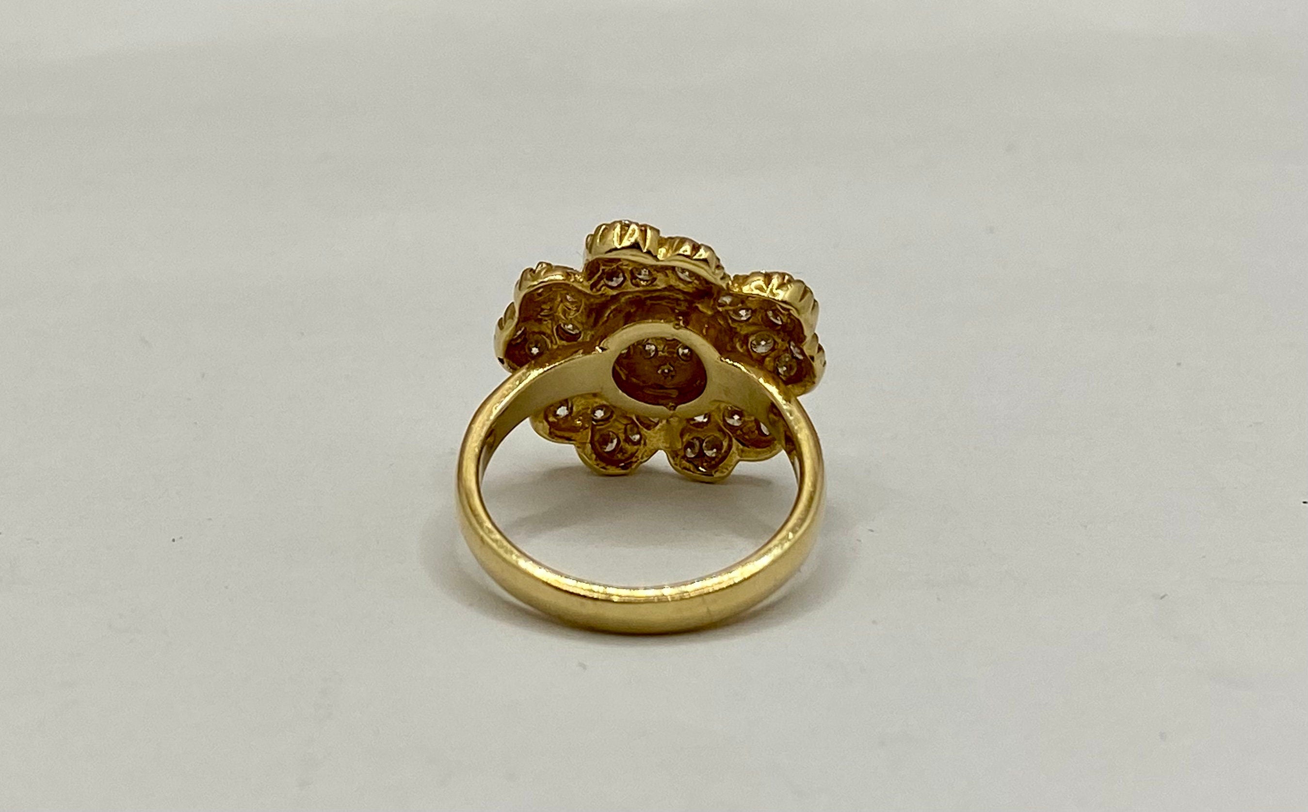 14K Yellow Gold Diamond Floral Ring - Size 5