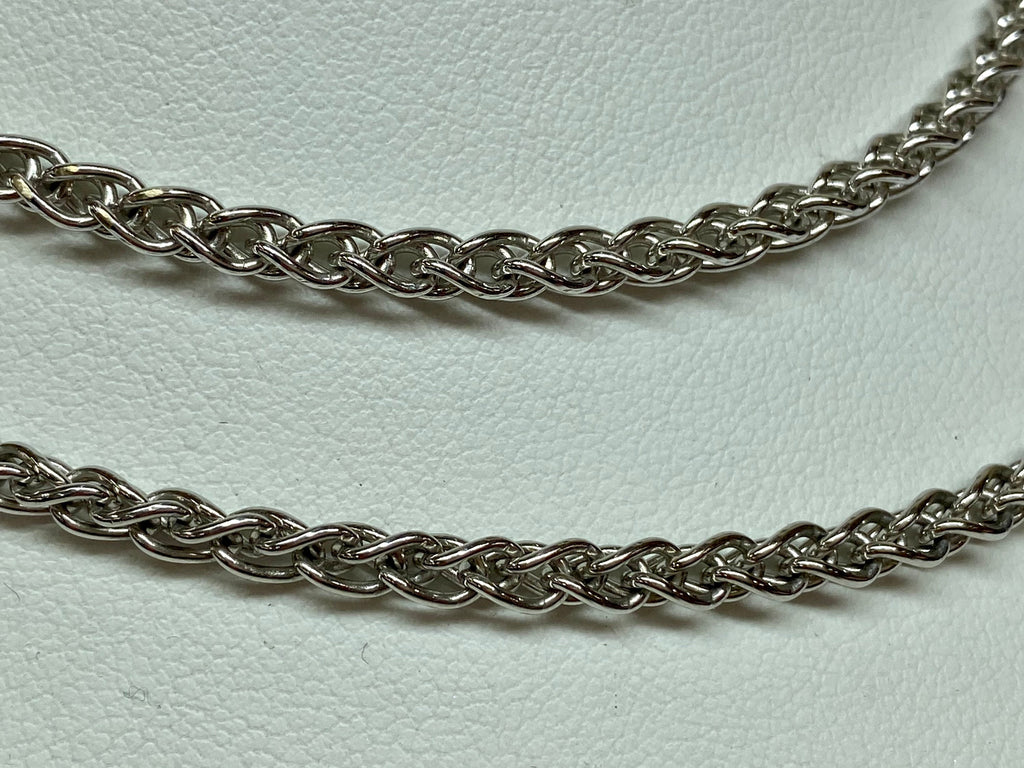 14K Solid White Gold 22" Double Wheat Link Chain Necklace!!