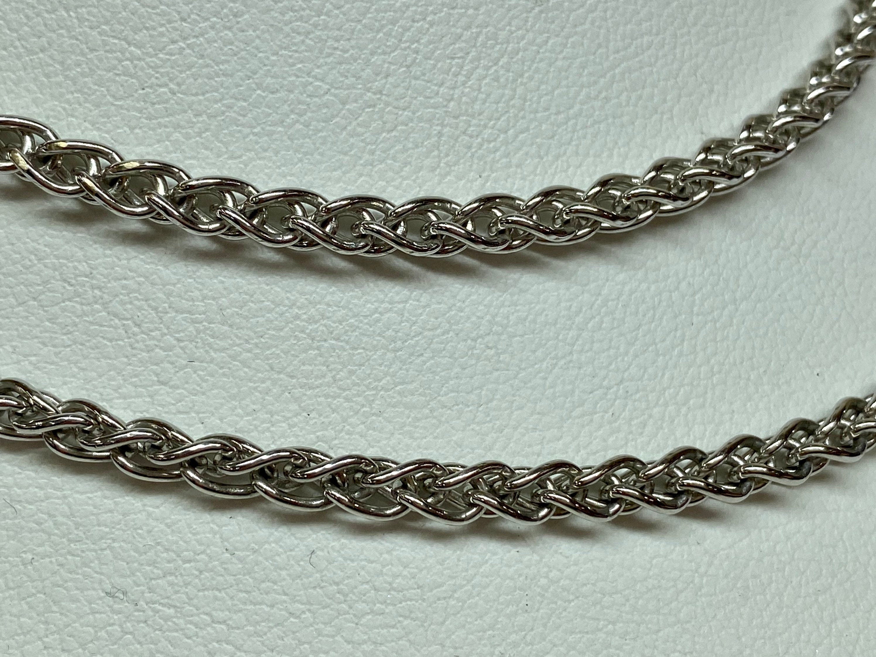 14K Solid White Gold 22" Double Wheat Link Chain Necklace!!