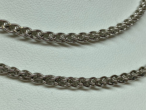 14K Solid White Gold 22" Double Wheat Link Chain Necklace!!