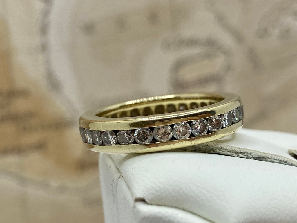 14K  Yellow Gold Channel Set Diamond Eternity Ring/Band