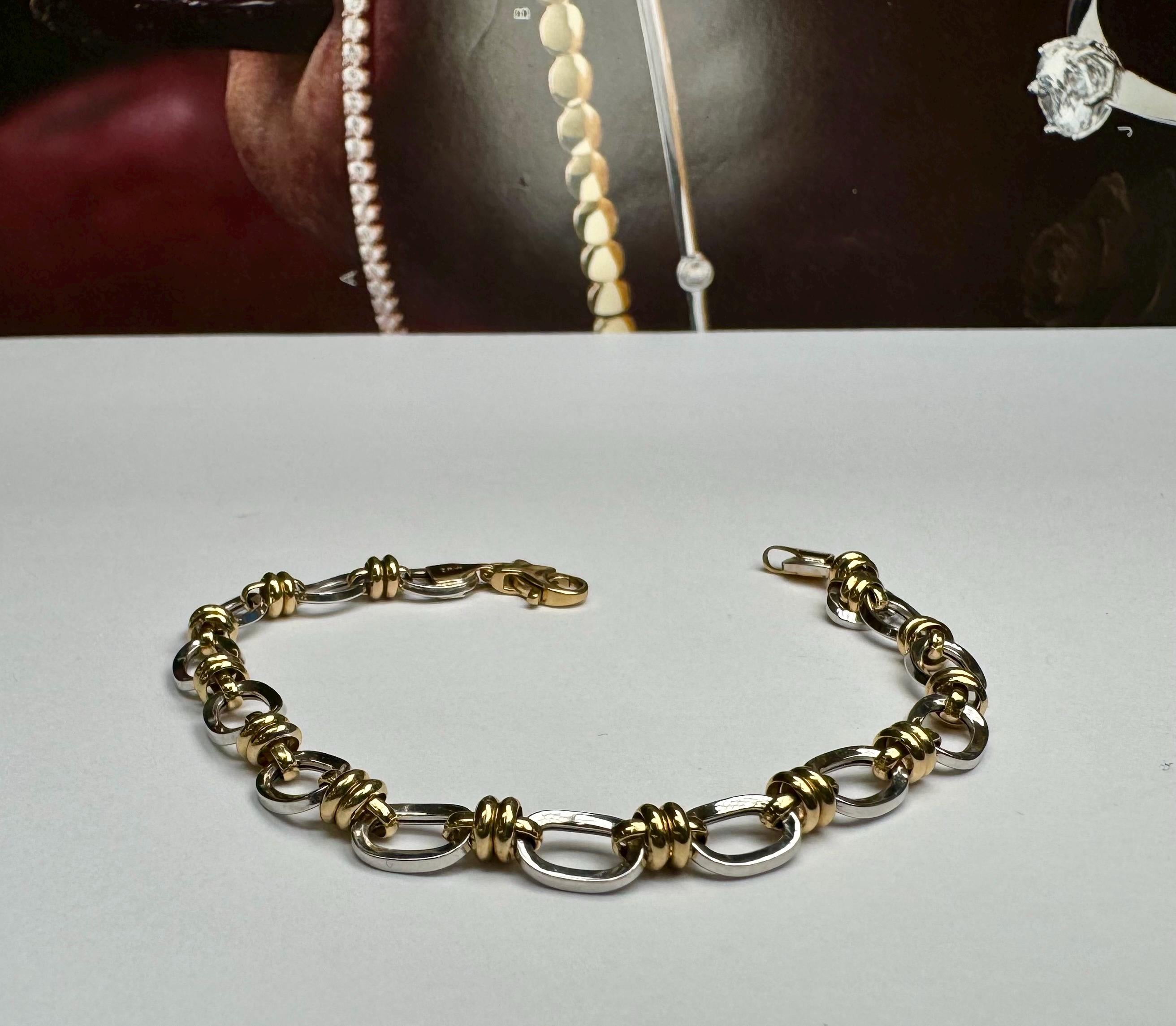14k Yellow & White Gold Oval Link Bracelet (6 3/4")