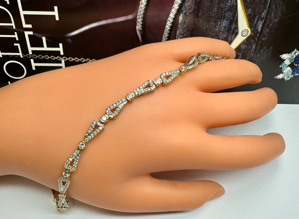 14K Gold Diamond Bow Bracelet - 2.5 ct, 7.5"