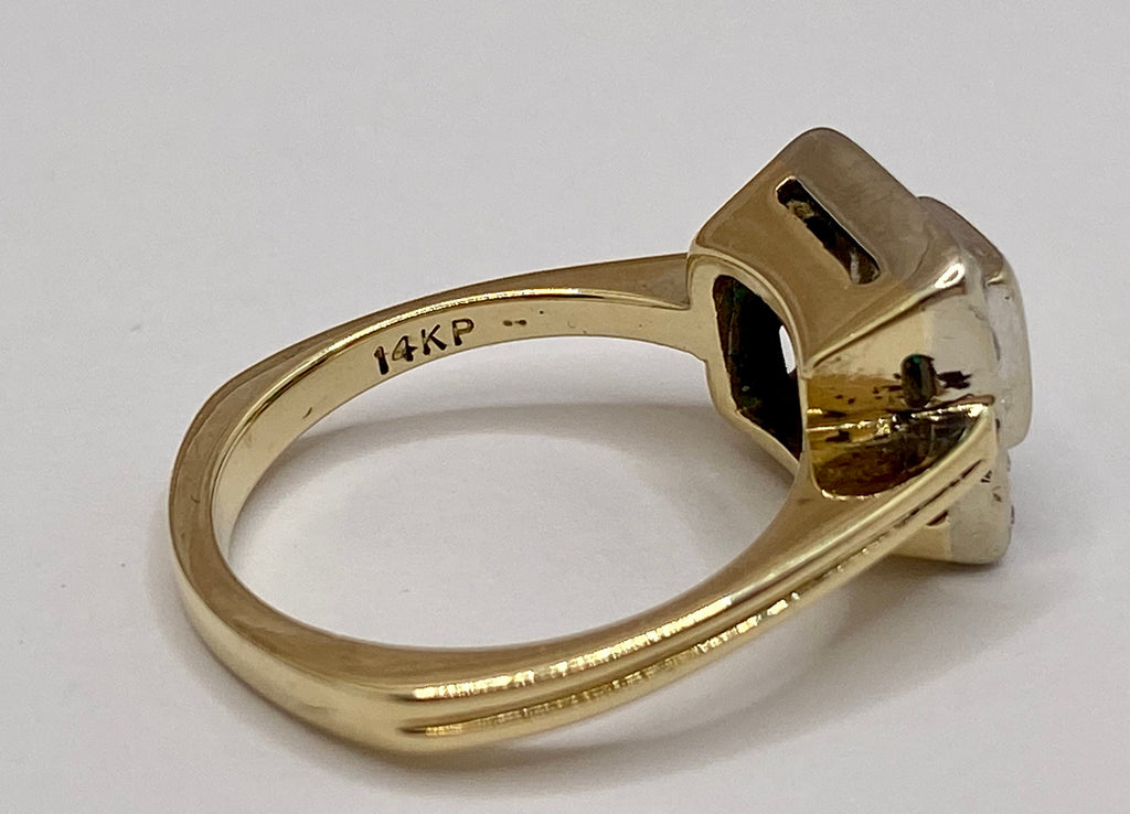 14K Yellow Gold Diamond And Emerald Statement Ring!!!!!