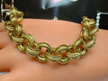 14K Yellow Gold Hollow Link Bracelet - Italy, 8 3/4"