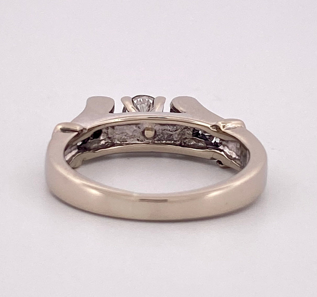 18K White Gold Diamond Ring - Halo Setting, Size 5 3/4