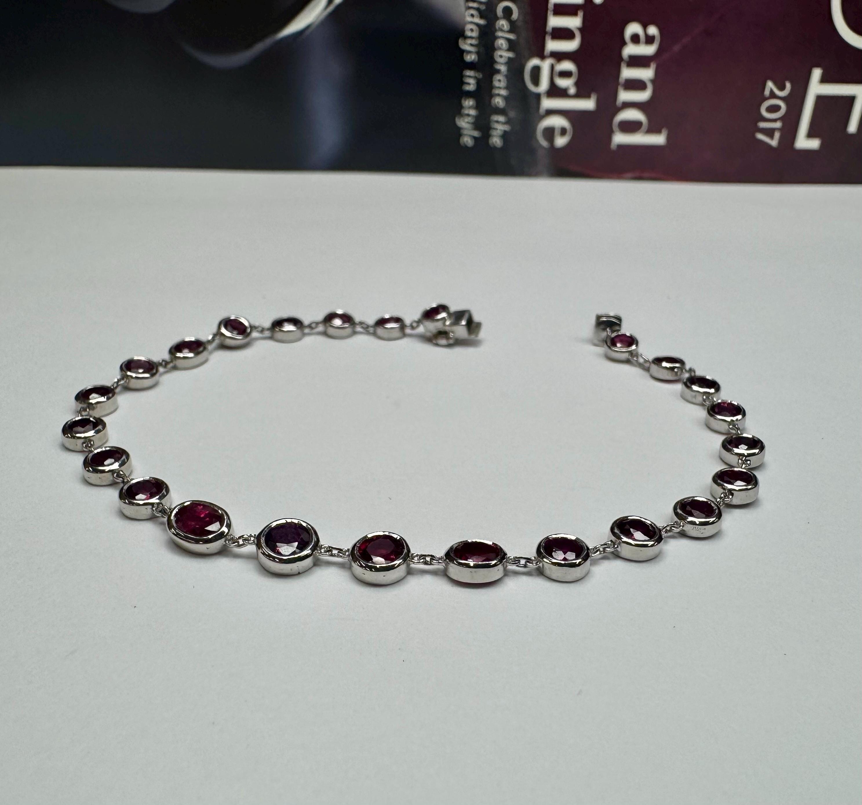 18K White Gold Ruby Bracelet: Multi-Shape Gemstones, Fine Jewelry