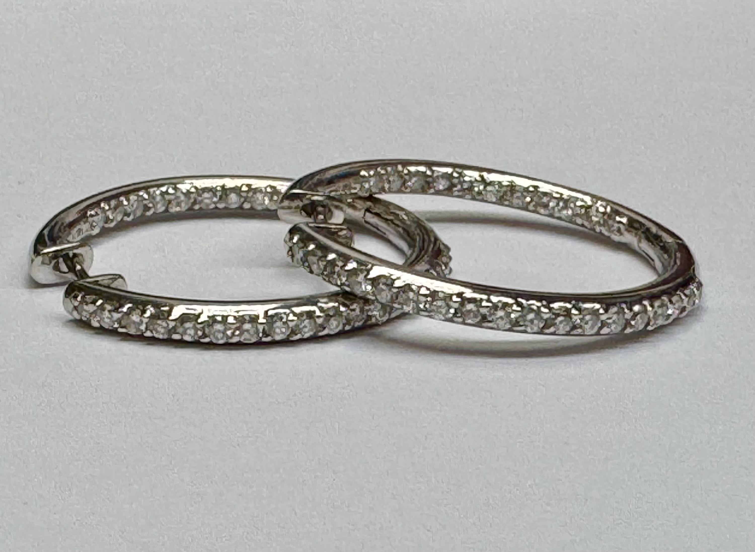 14k White Gold Diamond Hoop Earrings: 0.30ct TCW