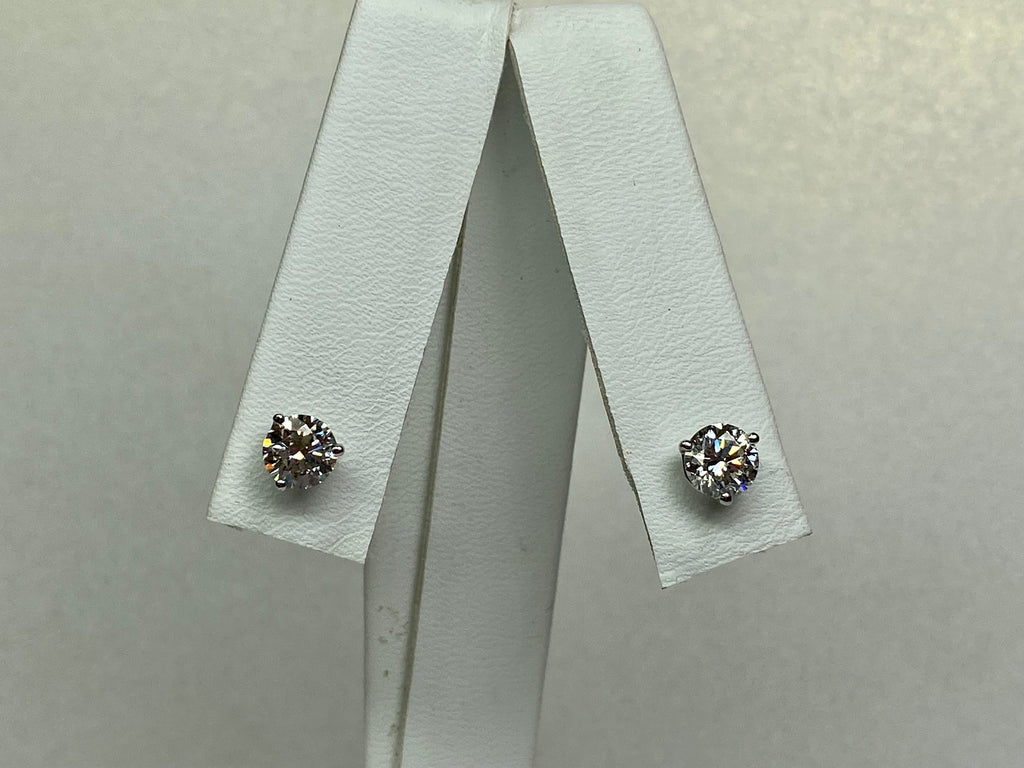 18K White Gold Diamond Stud Earrings: 0.5ct, 5.2mm