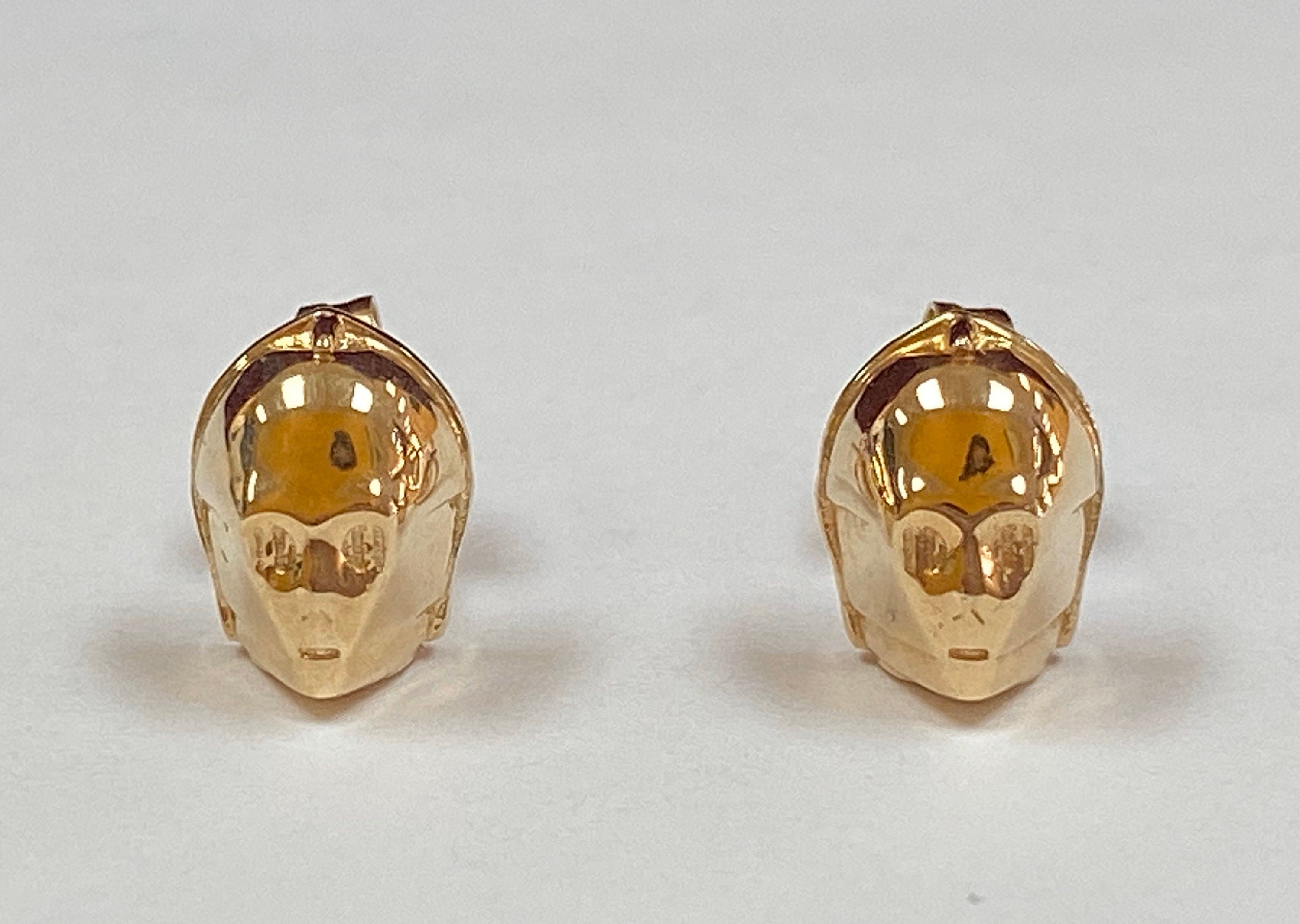 10K Yellow Gold C-3P0 Star Wars Set, Necklace, Earring, Ring