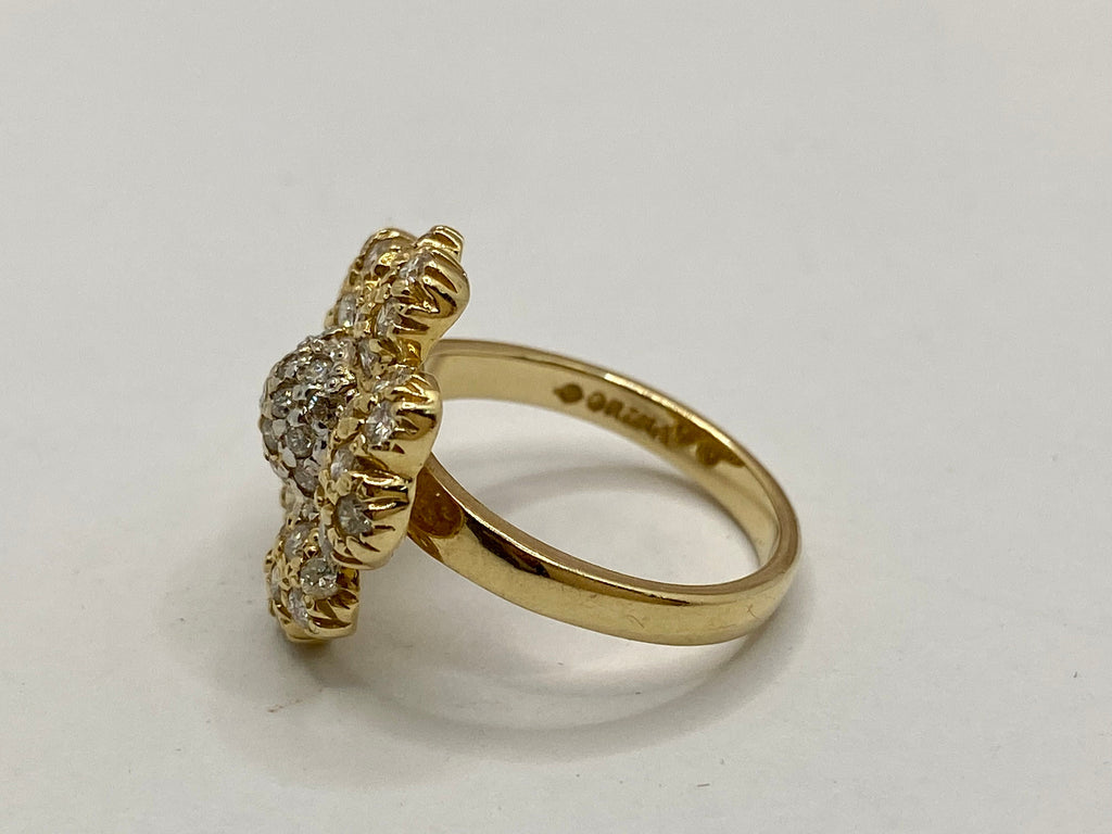 14K Yellow Gold Diamond Floral Ring - Size 5