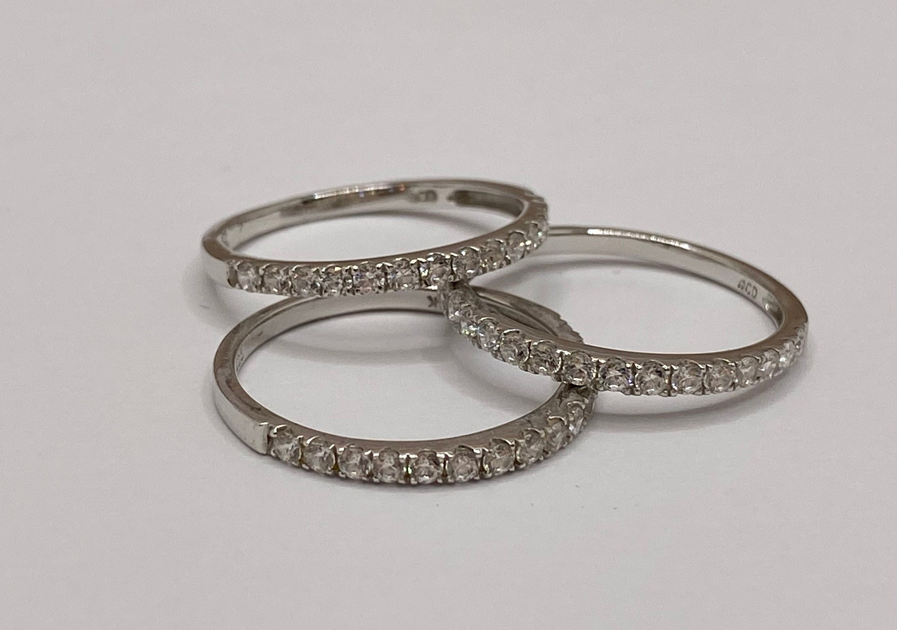 14K White Gold Diamond Stackable Band - 0.75ct, Size 7