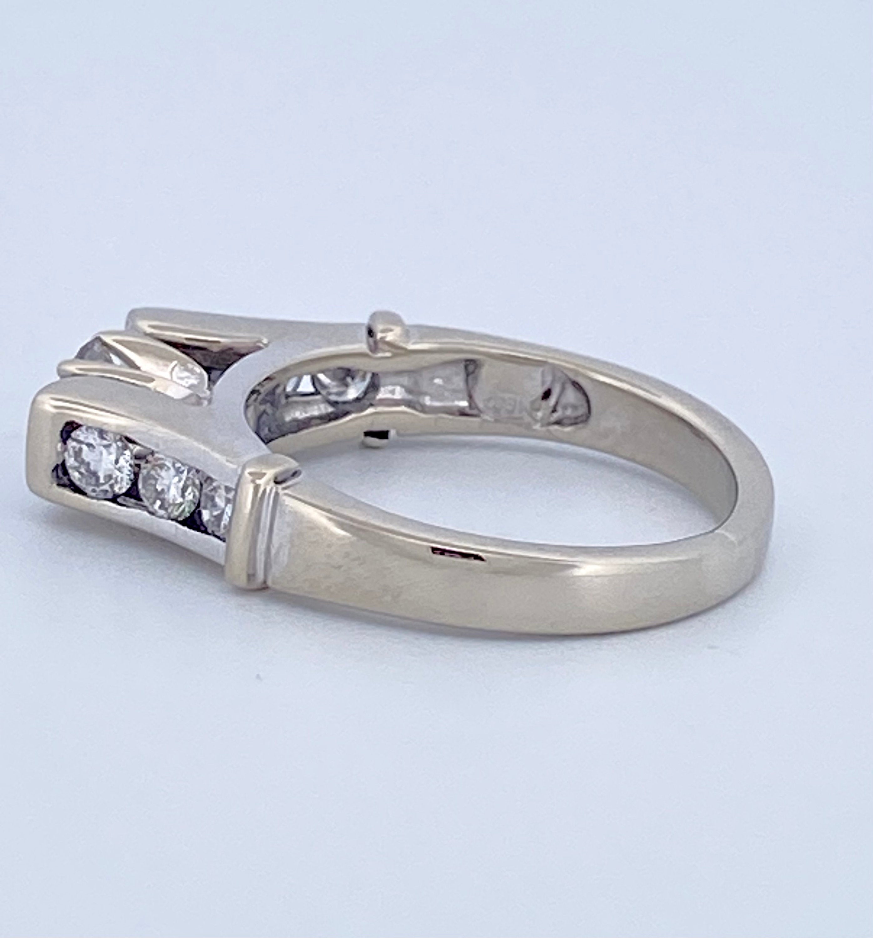 18K White Gold Diamond Ring - Halo Setting, Size 5 3/4